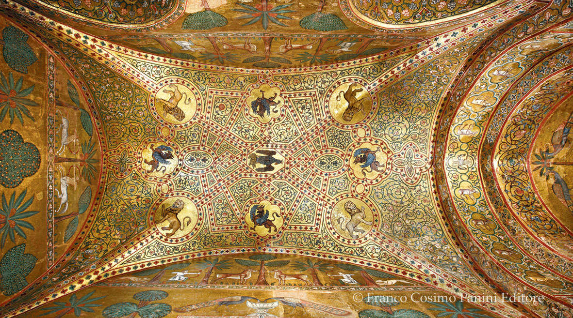 Свод зала. Палаццо-Норманни фрески. Дворец короля Роджера в Палермо. Зал Рожера 2 Палермо. Свод палаццо.