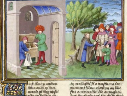 Frate Cipolla promette d'esporre una piuma d'arcangelo, ma mostra il carbone di San Lorenzo. Beffa alla fine chi l'ha beffato