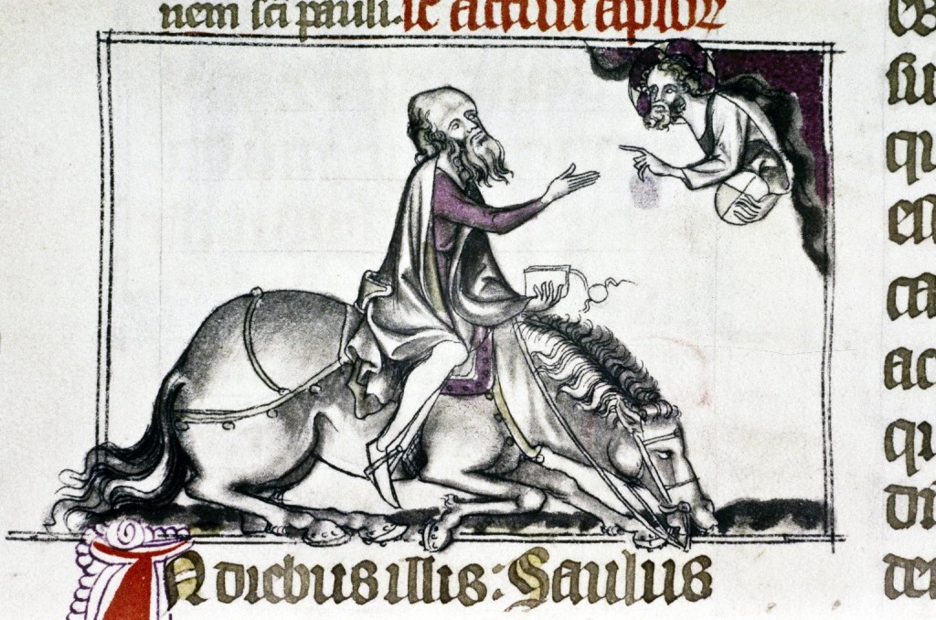 Miniatura tratta da Messale francescano (metà XIV secolo), Bodleian Library