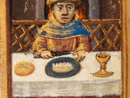 Pranzo, miniatura medievale
