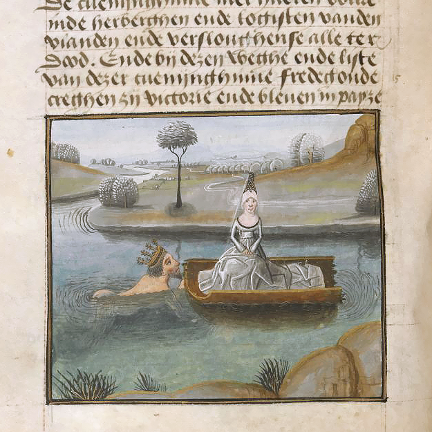Camilla fugge sopra ad una barca